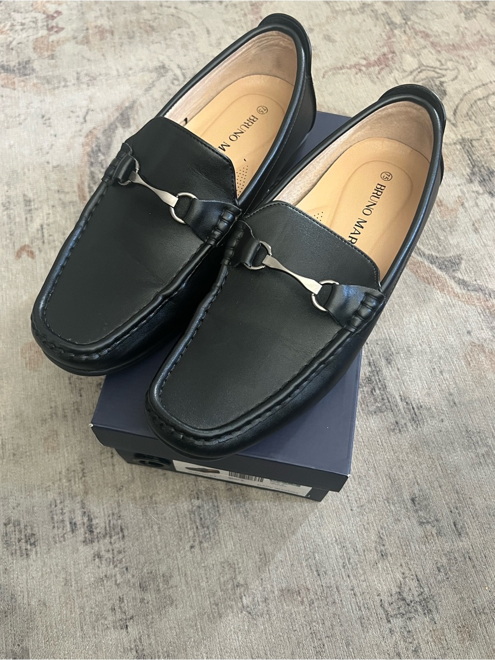 Bruno Marc Men’s Black Leather Loafers US 7.5